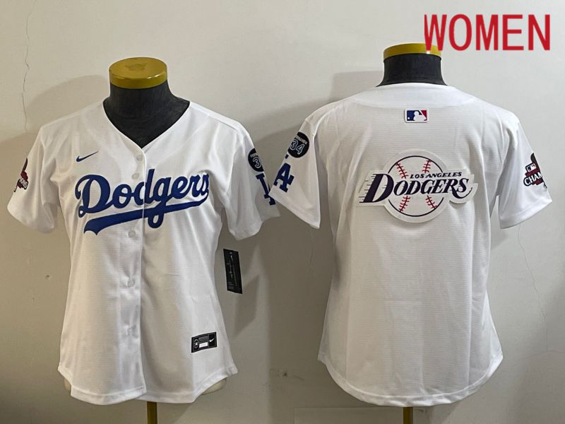 Women Los Angeles Dodgers Blank White Game 2024 Nike MLB Jersey style 12099->women mlb jersey->Women Jersey